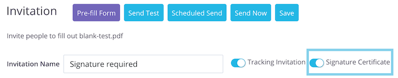 enable signature certificate invitation